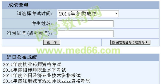 2014年重慶執(zhí)業(yè)藥師考試成績查詢?nèi)肟陂_通