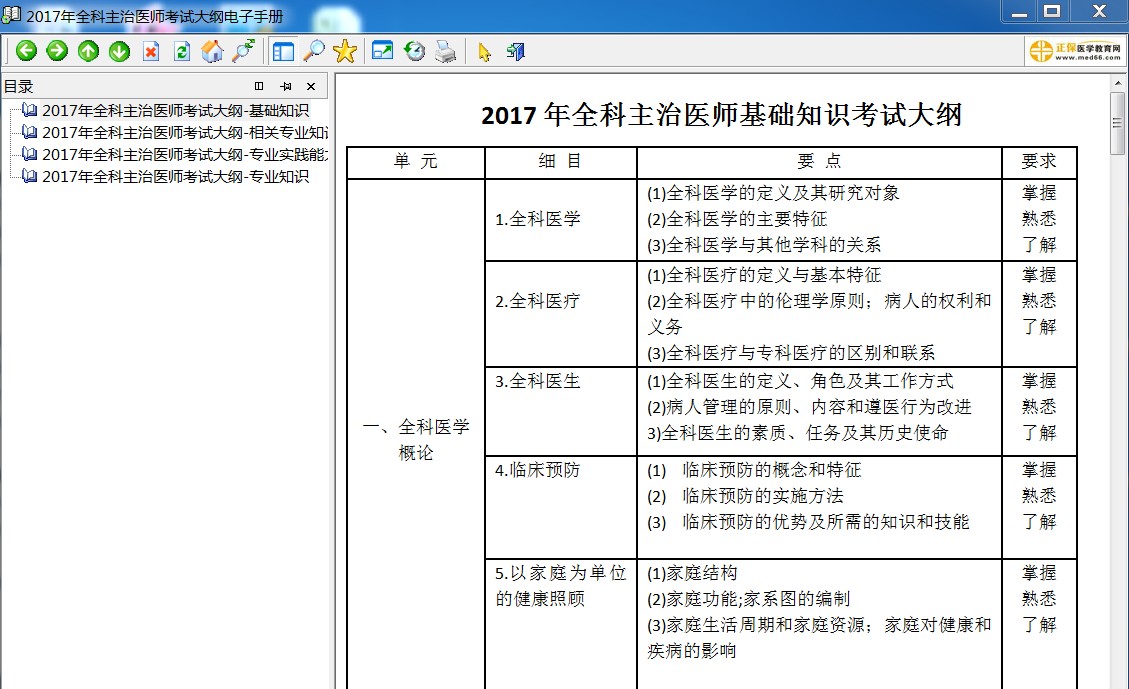 2017年全科主治醫(yī)師考試大綱,考試大綱電子書