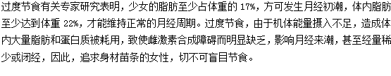 月經不調可能因為過度節(jié)食引發(fā)