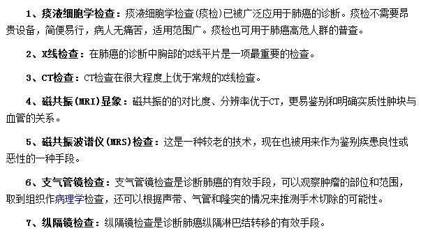 診斷肺癌可以做哪些檢查項目？