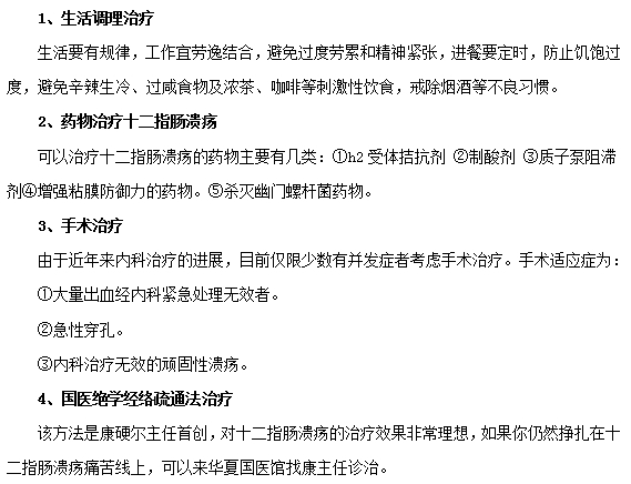 十二指腸潰瘍的治療方法包括四種