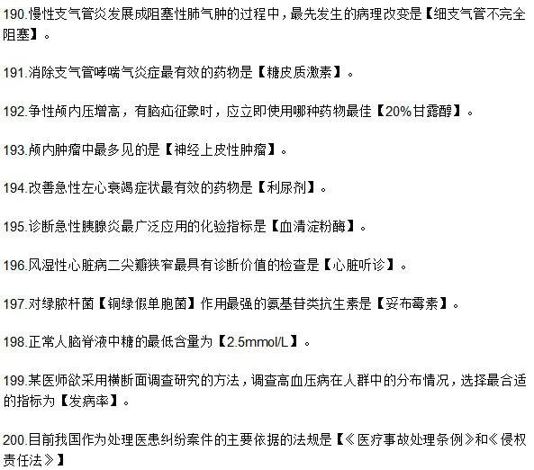 200條高頻考點！臨床執(zhí)業(yè)醫(yī)師考前必背