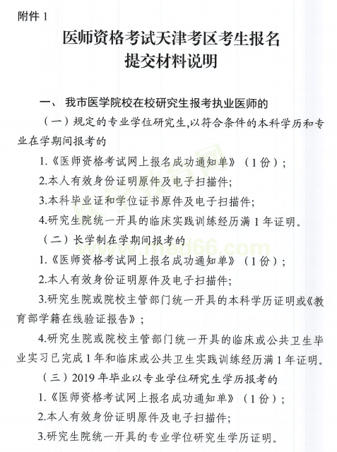 天津2019年臨床執(zhí)業(yè)醫(yī)師現(xiàn)場審核提交材料及要求