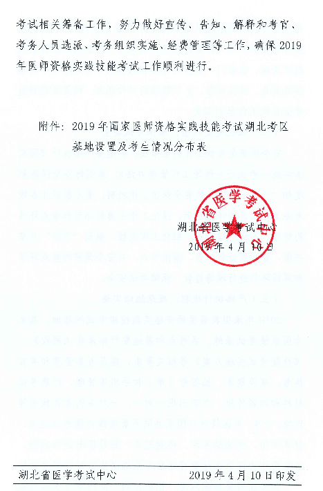 湖北省關于2019年醫(yī)師實踐技能考試時間∣基地設置等工作安排通知