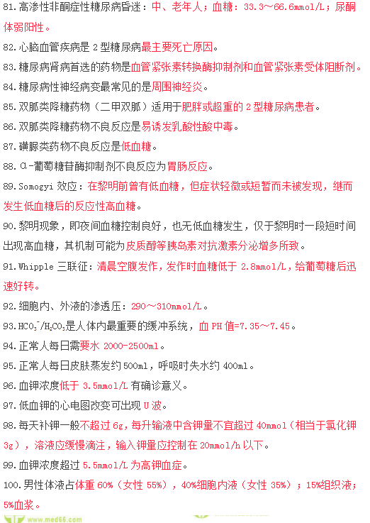 2019年臨床執(zhí)業(yè)醫(yī)師筆試快速**100條考點速記（五）