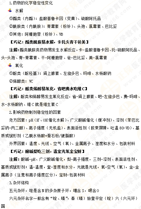 專業(yè)師資講義：執(zhí)業(yè)藥師備考難題——藥物化學(xué)，15分鐘重點(diǎn)回顧！