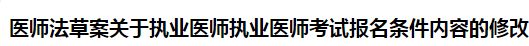 醫(yī)師法草案關(guān)于執(zhí)業(yè)醫(yī)師執(zhí)業(yè)醫(yī)師考試報(bào)名條件內(nèi)容的修改！