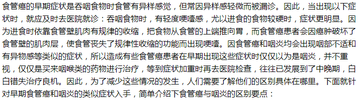 如何鑒別是食管癌還是慢性咽炎？一文了解！