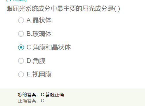 眼屈光系統(tǒng)成分中最主要的屈光成分是？