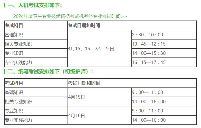 考試時間安排