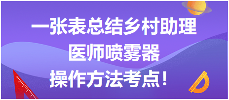 一張表總結(jié)鄉(xiāng)村助理醫(yī)師技能噴霧器操作方法考點(diǎn)！