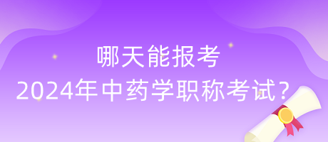 哪天能報考2024年中藥學(xué)職稱考試？